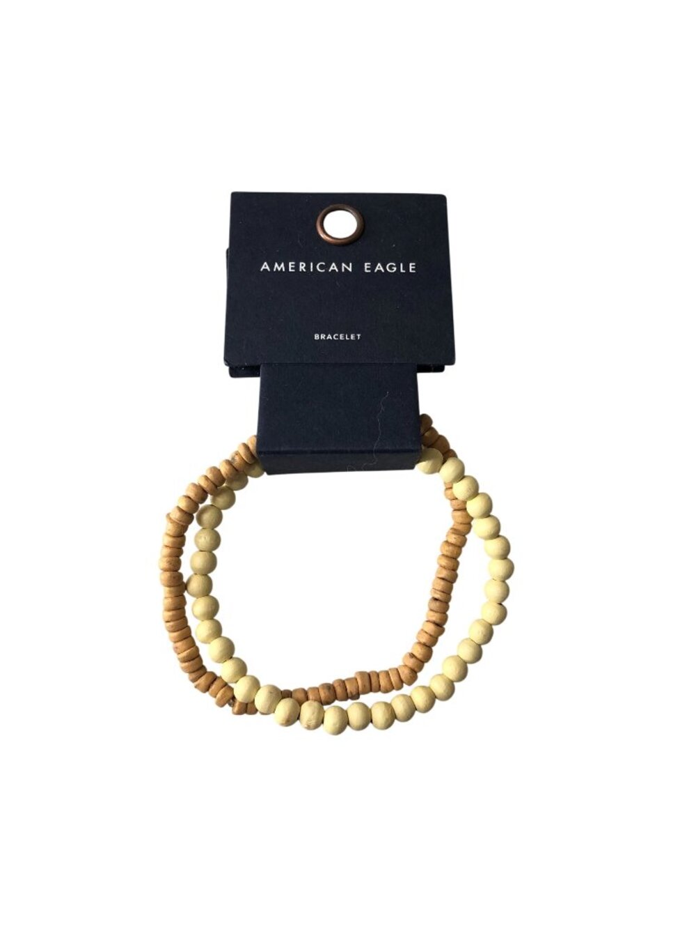American Eagle Bracelet Set Stretch Neutral Wooden Beads